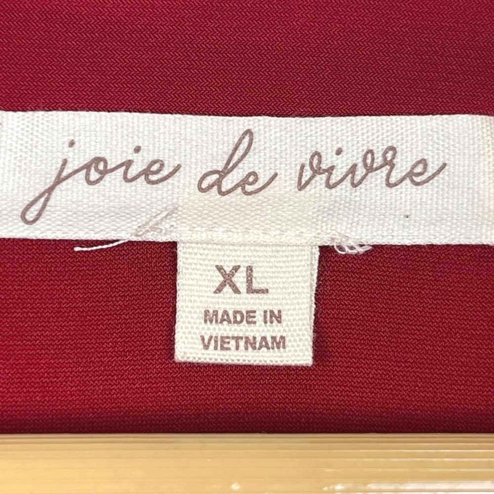 Joie de Vivre Women Red Button Front Roll Tab Sleeve Zipper Blouse XL 7134M03AV - Picture 8 of 12